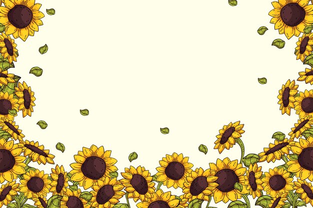 Diseño plano de marco de girasol