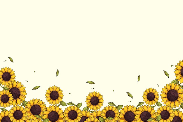 Diseño plano de marco de girasol