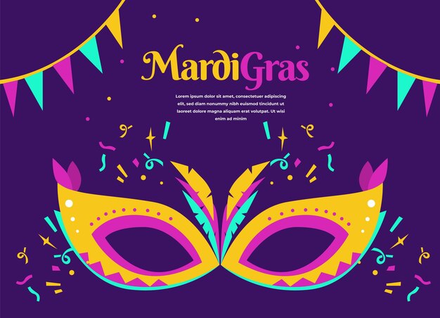 Diseño plano de mardi gras