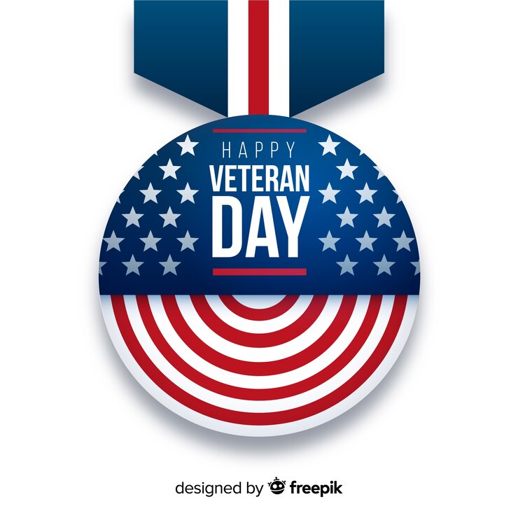 Vector gratuito diseño plano de medalla para el día de los veteranos