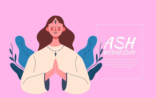 Diseño plano miércoles de ceniza