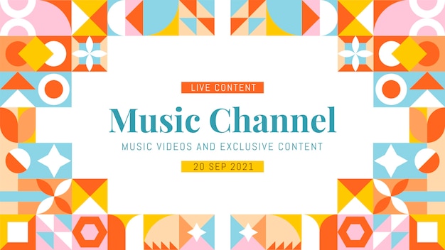 Diseño plano mosaico canal de youtube arte