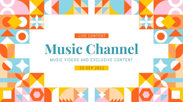 Diseño plano mosaico canal de youtube arte
