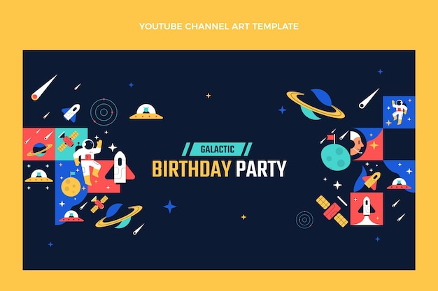 Diseño plano mosaico cumpleaños canal de youtube arte