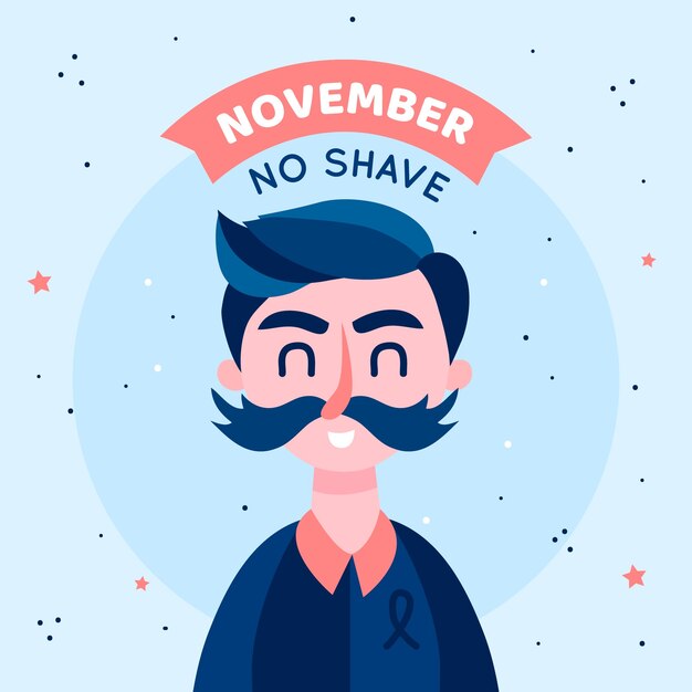 Diseño plano movember sin afeitar fondo
