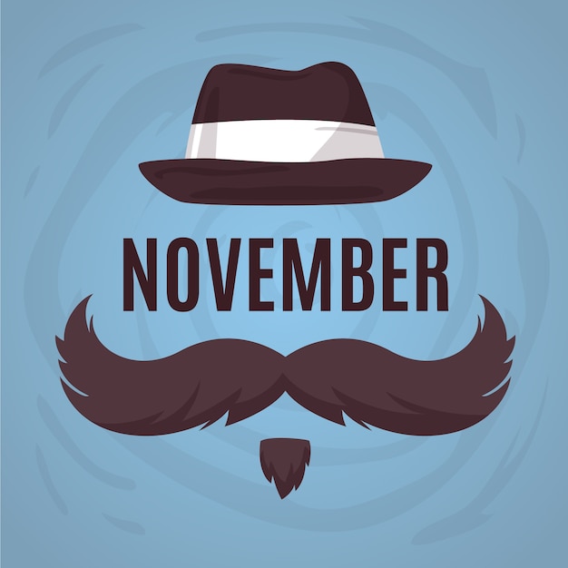 Vector gratuito diseño plano movember mes fondo