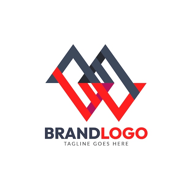 Diseño plano MW diseño del logotipo