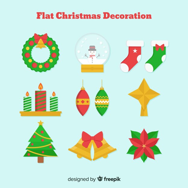 Diseño plano de la navidad paquete