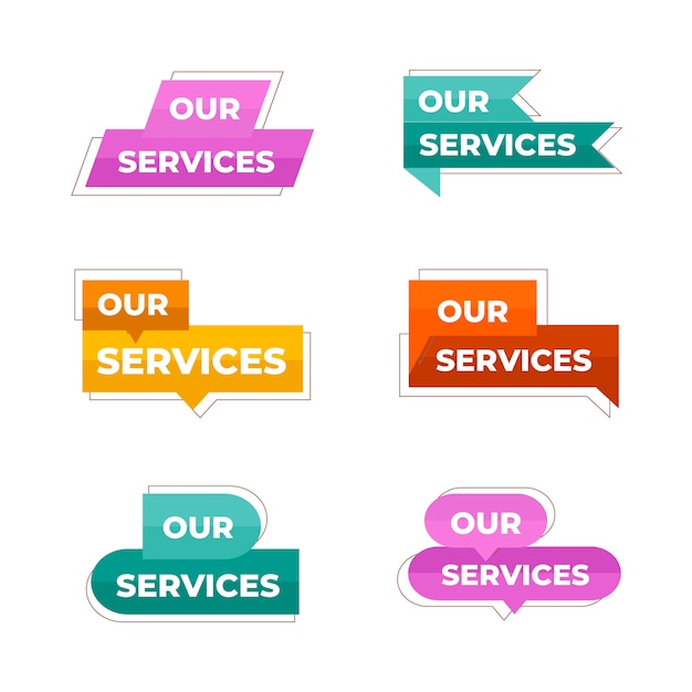 Diseño plano nuestra colección de etiquetas de servicios.