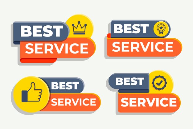Diseño plano nuestra colección de etiquetas de servicios.