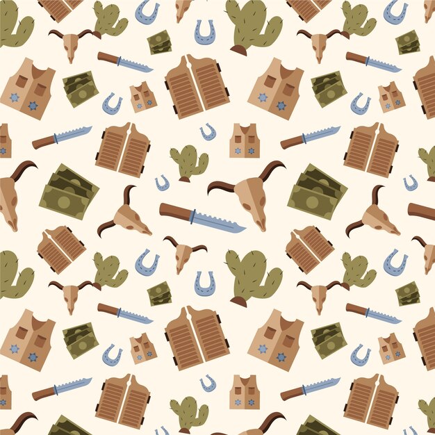 Diseño plano occidental de patrones sin fisuras
