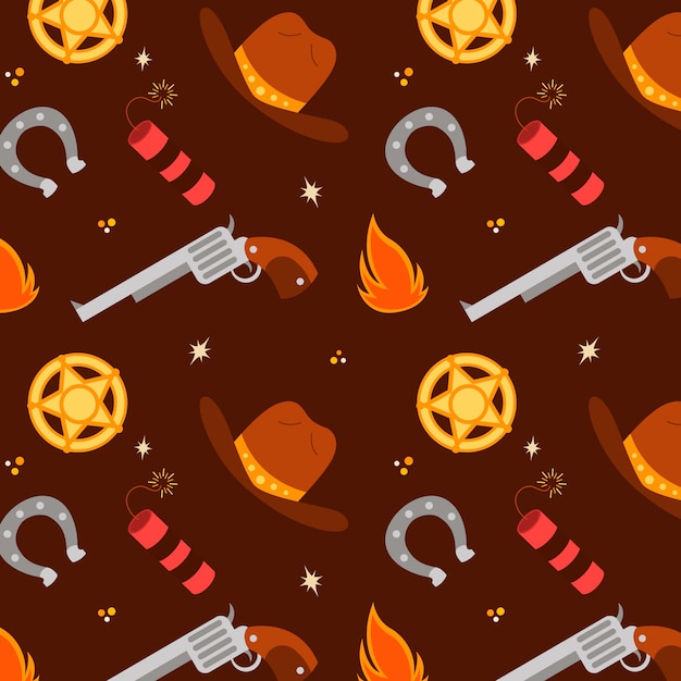 Diseño plano occidental de patrones sin fisuras