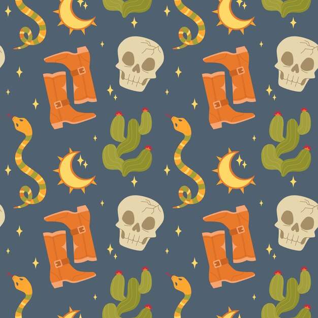 Diseño plano occidental de patrones sin fisuras