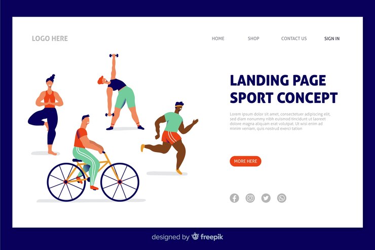 Vector gratuito diseño plano de página de aterrizaje deportivo