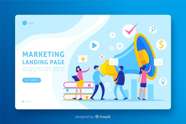 Diseño plano de la página de destino de marketing