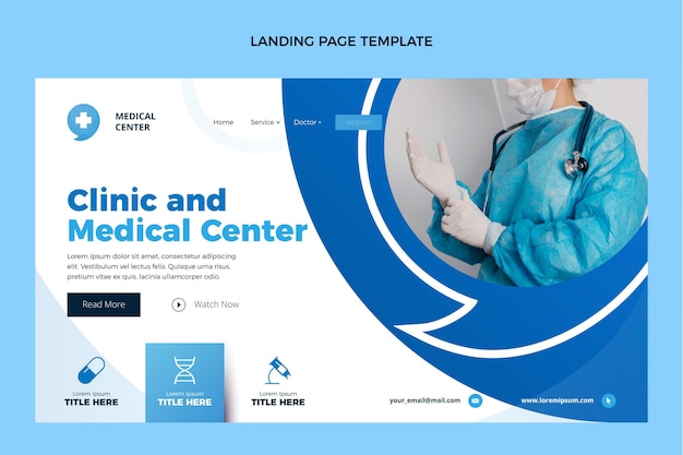 Vector gratuito diseño plano de la página de destino médica.