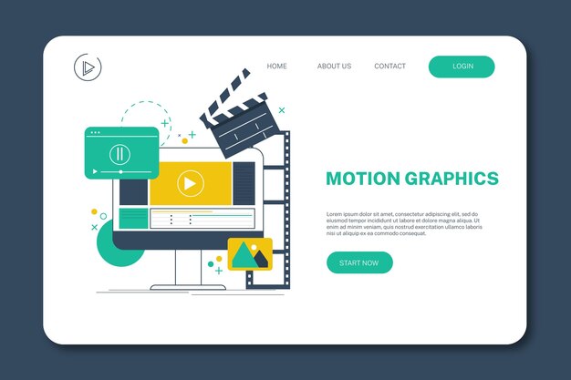Diseño plano de la página de destino de Motiongraphics