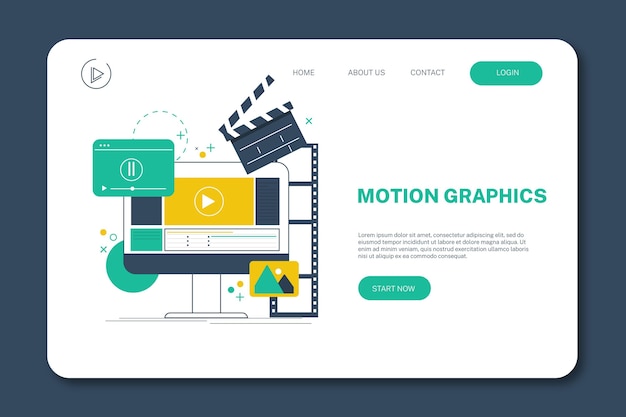 Diseño plano de la página de destino de Motiongraphics
