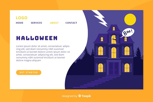 Diseño plano de la página de inicio de halloween