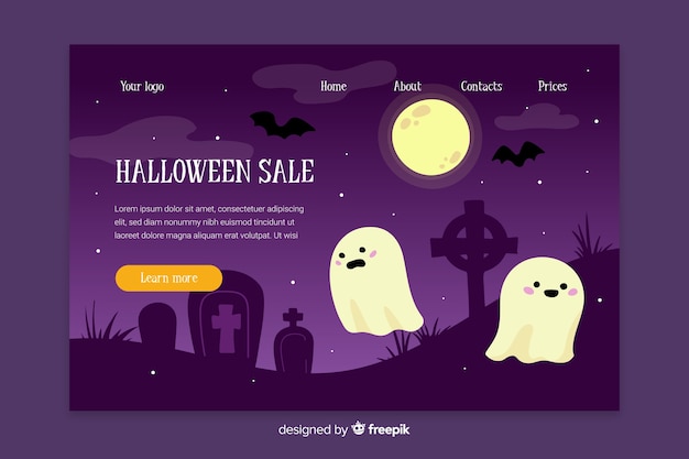 Vector gratuito diseño plano de la página de inicio de halloween