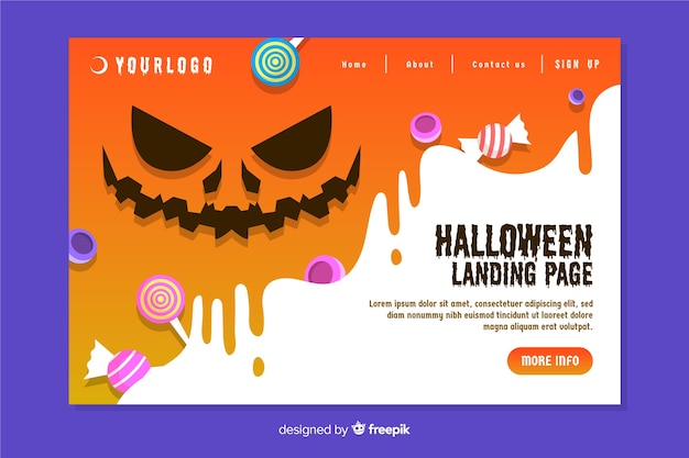 Diseño plano de la página de inicio de halloween