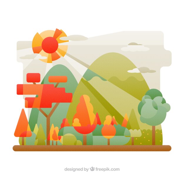 Vector gratuito diseño plano de paisaje colorido