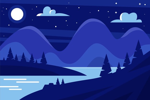Diseño plano paisaje de montaña