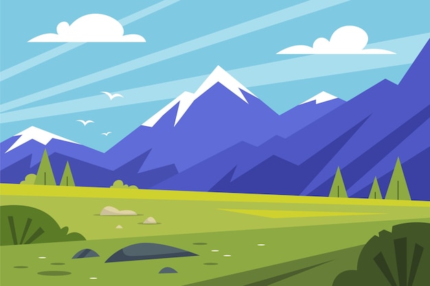 Diseño plano paisaje de montaña