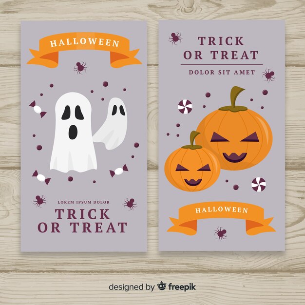 Diseño plano de pancartas de halloween