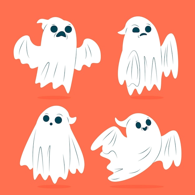 Vector gratuito diseño plano del paquete fantasma de halloween