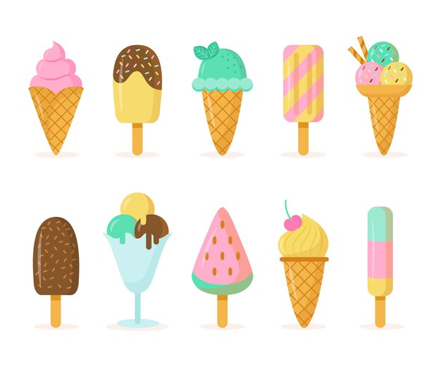 Diseño plano de paquete de helado