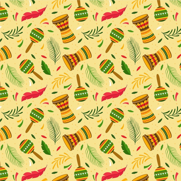 Diseño plano de patrón de colores de carnaval brasileño