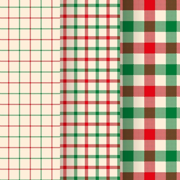 Diseño plano de patrón de cuadros navideños