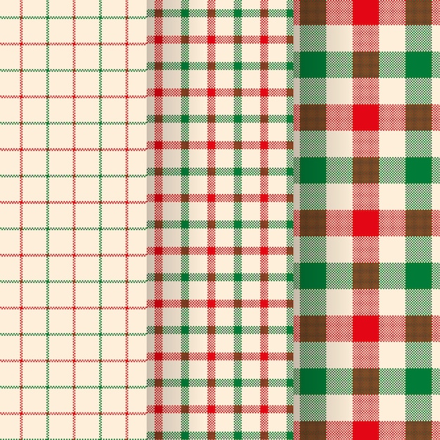 Diseño plano de patrón de cuadros navideños
