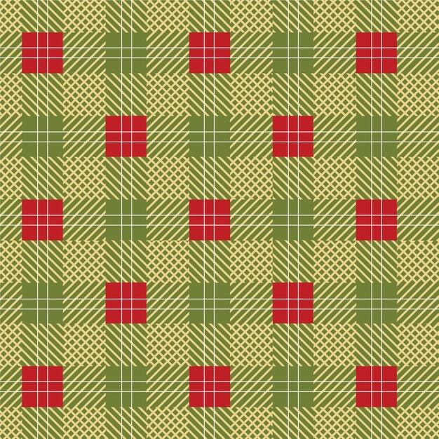 Diseño plano de patrón de cuadros navideños
