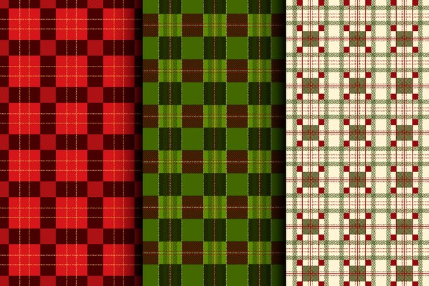 Diseño plano de patrón de cuadros navideños