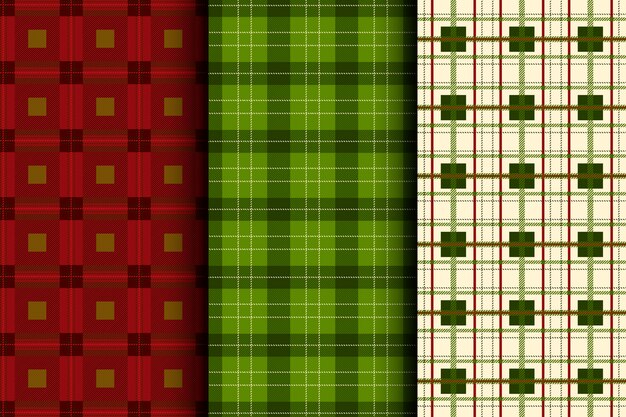 Diseño plano de patrón de cuadros navideños
