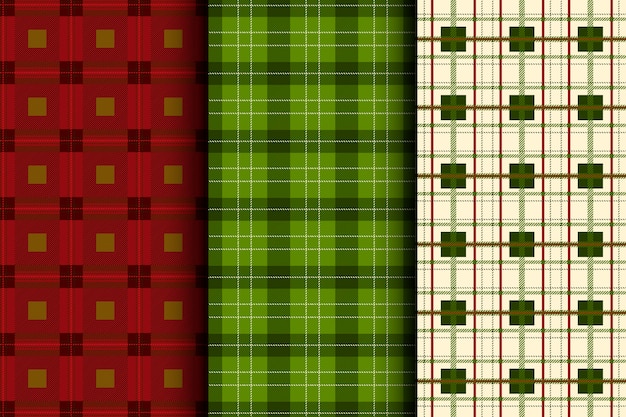 Diseño plano de patrón de cuadros navideños