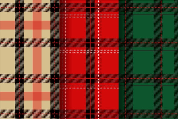 Diseño plano de patrón de cuadros navideños