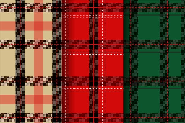 Diseño plano de patrón de cuadros navideños