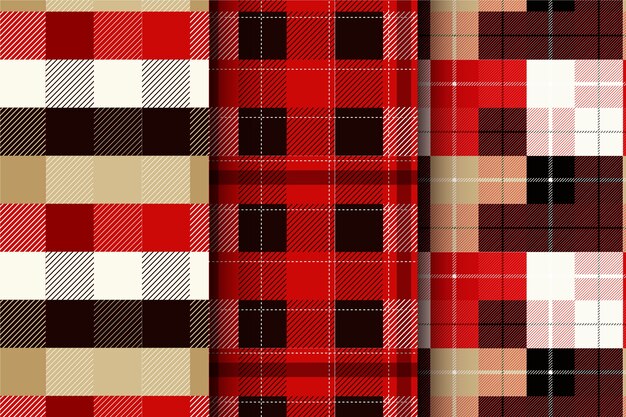 Diseño plano de patrón de cuadros navideños