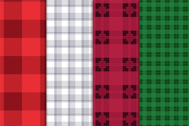 Diseño plano de patrón de cuadros navideños
