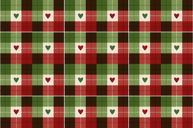 Diseño plano de patrón de cuadros navideños