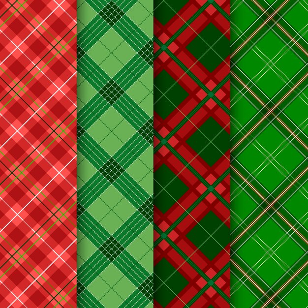 Diseño plano de patrón de cuadros navideños