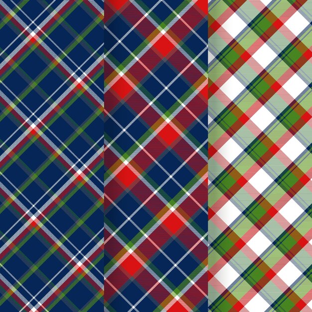 Diseño plano de patrón de cuadros navideños