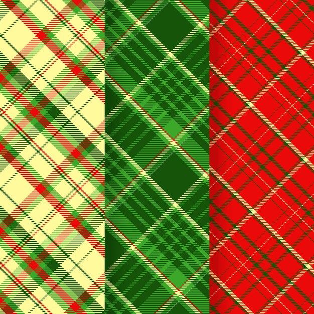 Diseño plano de patrón de cuadros navideños