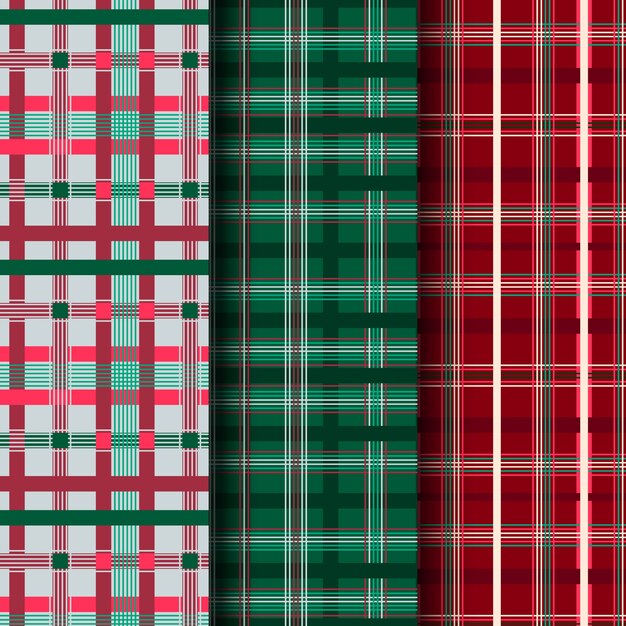 Diseño plano de patrón de cuadros navideños