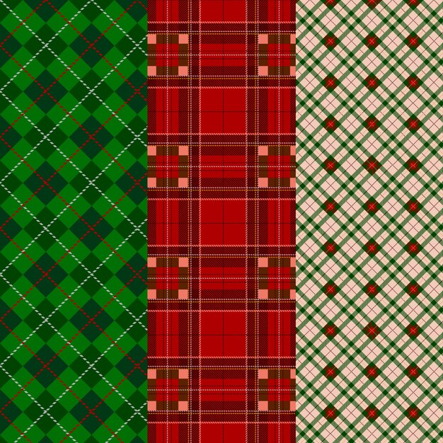 Diseño plano de patrón de cuadros navideños