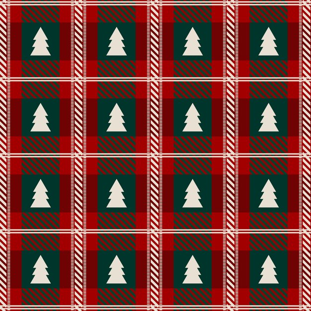 Diseño plano de patrón de cuadros navideños