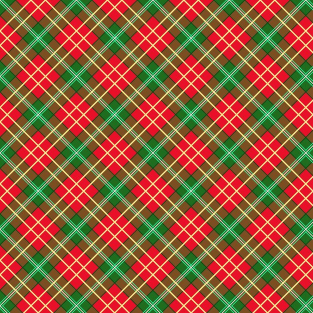 Diseño plano de patrón de cuadros navideños